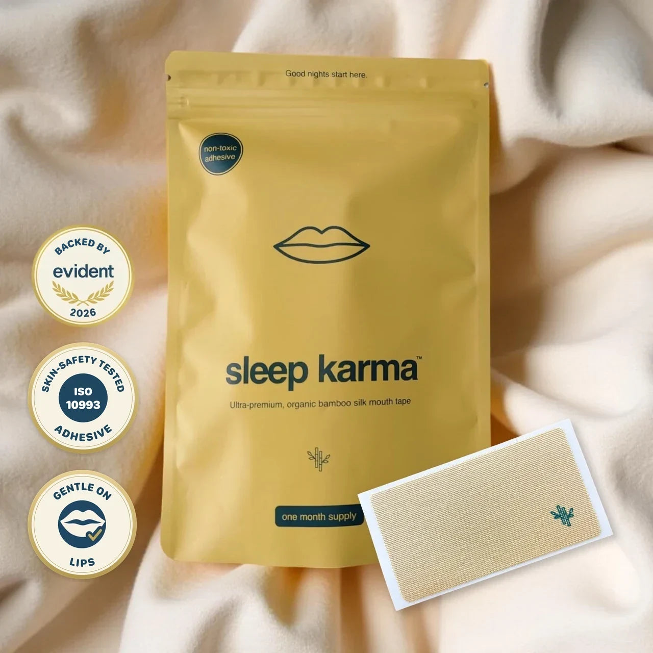 Sleep Karma Premium Bamboo Mouth Tape — Backed by Evident