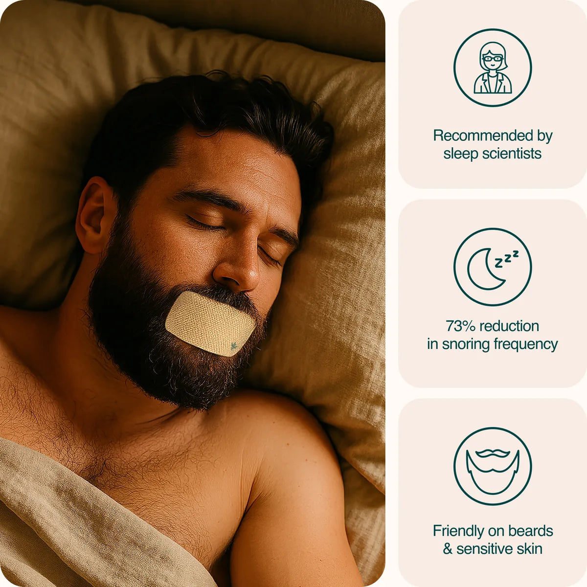 Recommended by sleep scientists — friendly on beards and sensitive skin