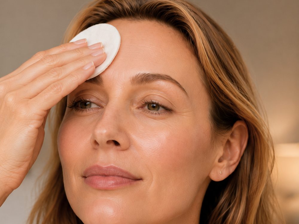 Step 1 — cleansing the forehead before applying