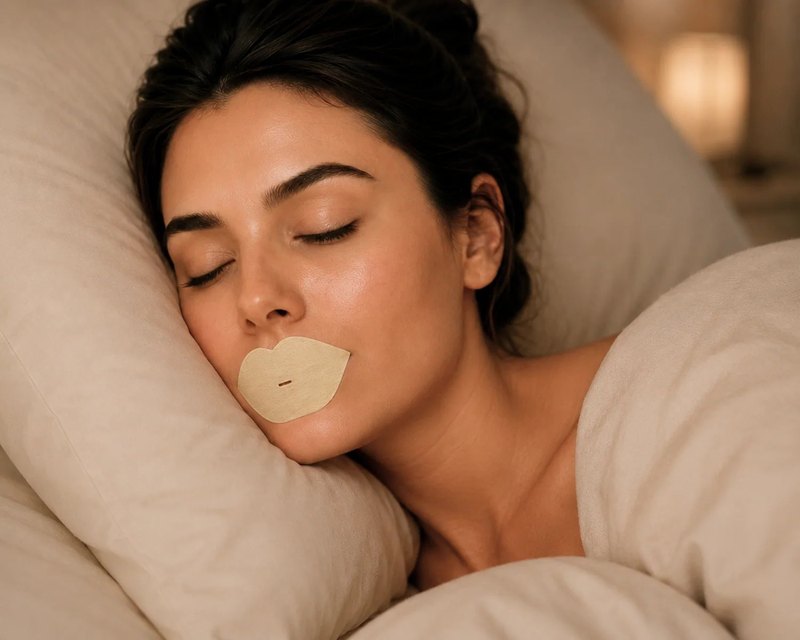 Step 3 — asleep with the tape in place