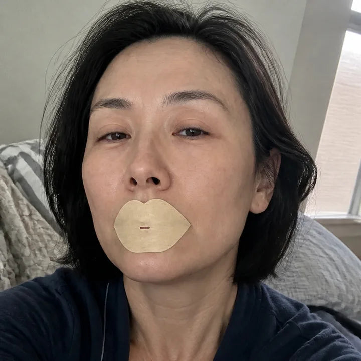 Mei, wearing the hydrating mouth tape