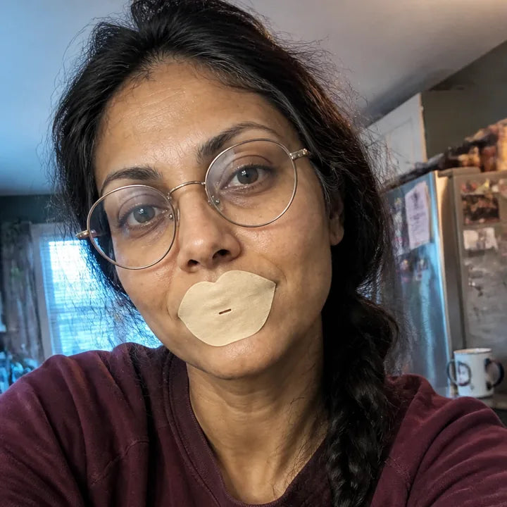 Priya, wearing the hydrating mouth tape