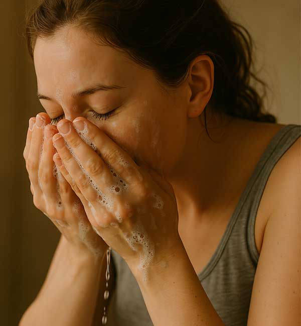 Step 1 — Clean and dry lips