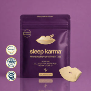 Sleep Karma Hydrating Bamboo Mouth Tape — 30 tapes, one month supply, infused with collagen, hyaluronic acid, vitamin E & GHK-Cu