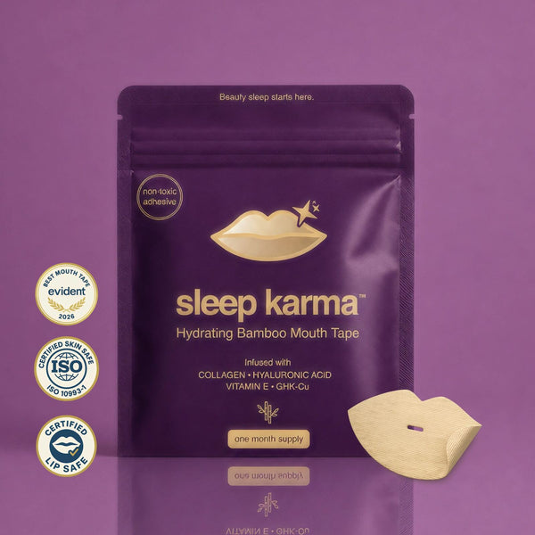 Sleep Karma Hydrating Bamboo Mouth Tape — 30 tapes, one month supply, infused with collagen, hyaluronic acid, vitamin E & GHK-Cu