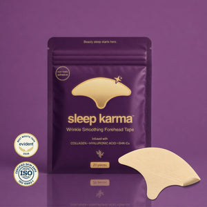 Sleep Karma Wrinkle Smoothing Forehead Tape — 20 pieces, ultra-premium bamboo silk, infused with collagen, hyaluronic acid & GHK-Cu