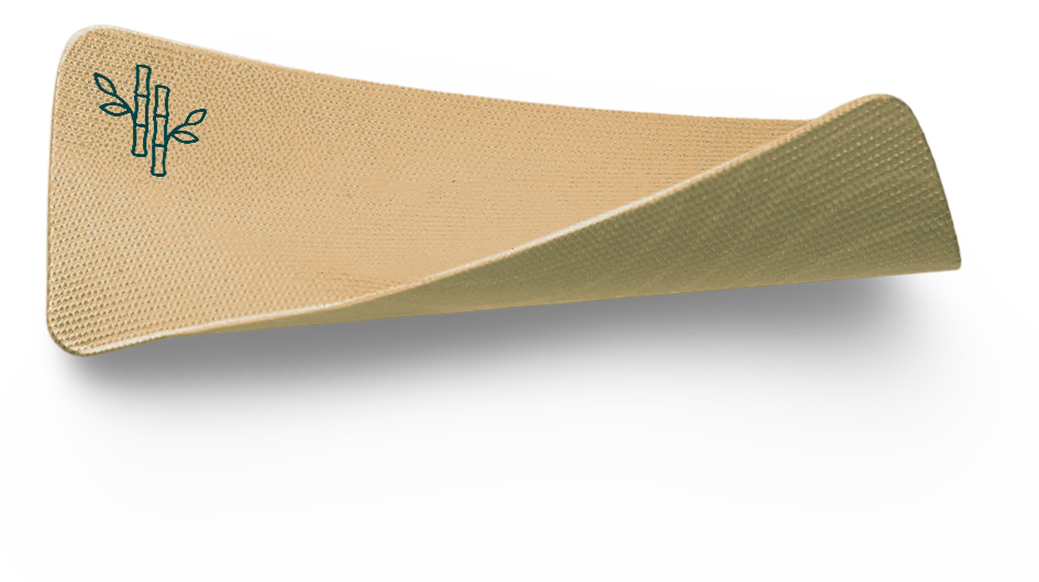 Sleep Karma Full Coverage mouth tape — embossed bamboo logo, woven texture visible