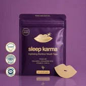 Hydrating Bamboo Mouth Tape pouch with the tape and its certifications