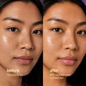 Before and after: dry-looking lips, then more hydrated lips