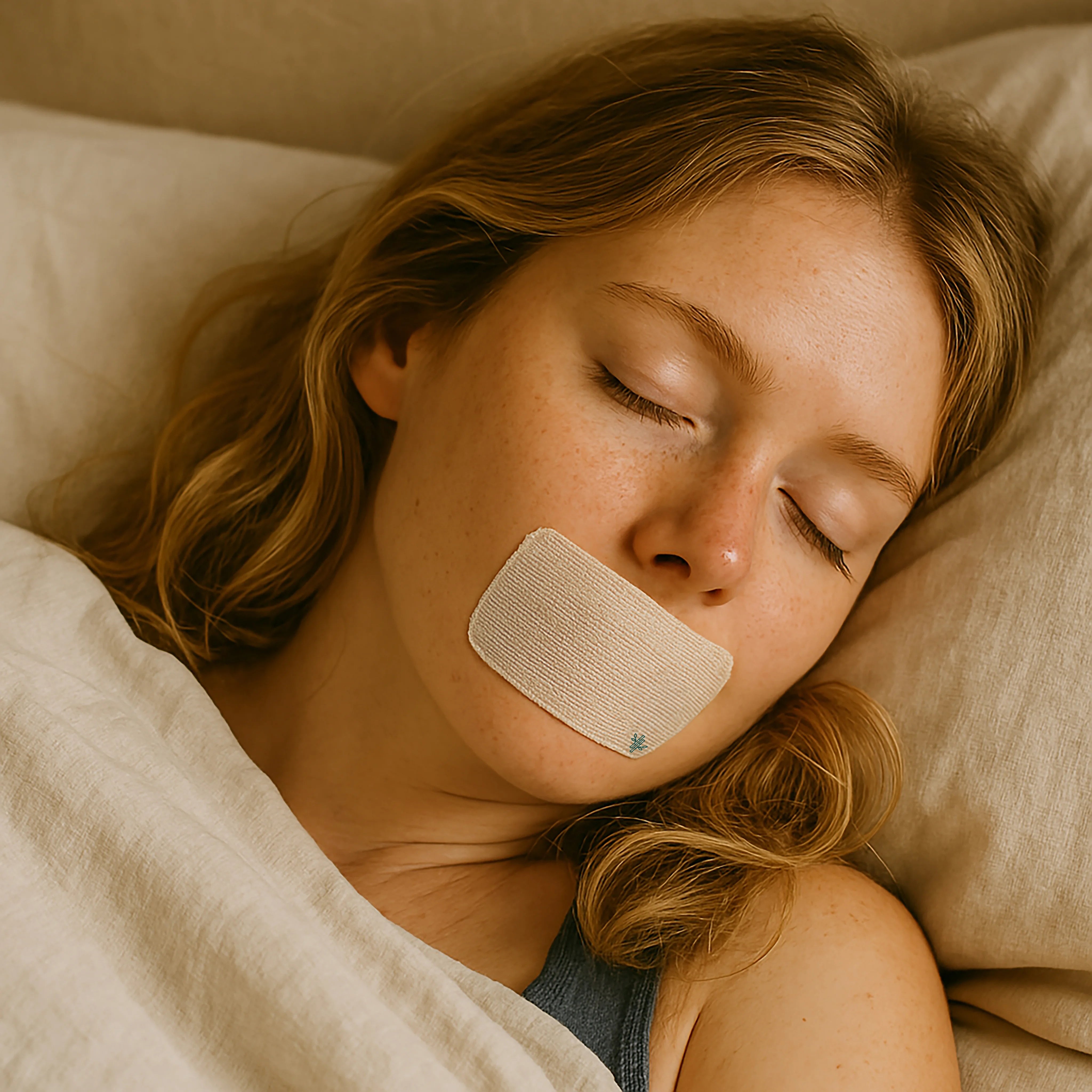 Woman sleeping peacefully wearing Sleep Karma Full Coverage — edge-to-edge seal across the lips